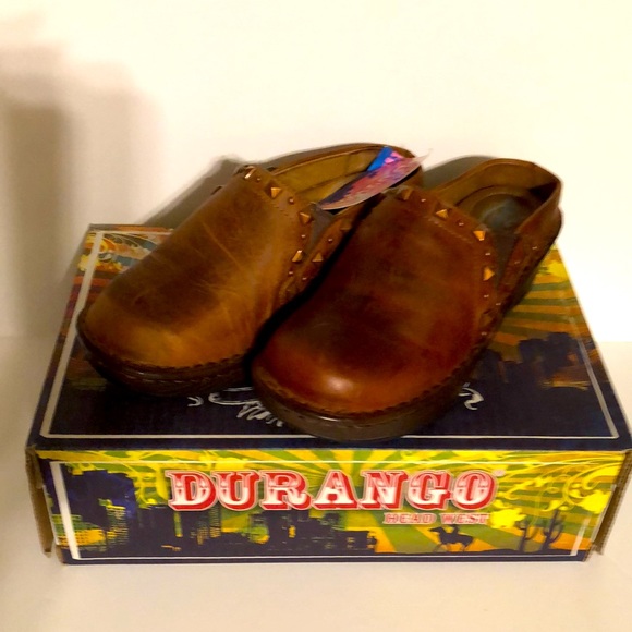 Y2K Durango Head West Studded Dream Clogs, Size 6M, Color Cognac Brown “NIB” - Picture 2 of 7